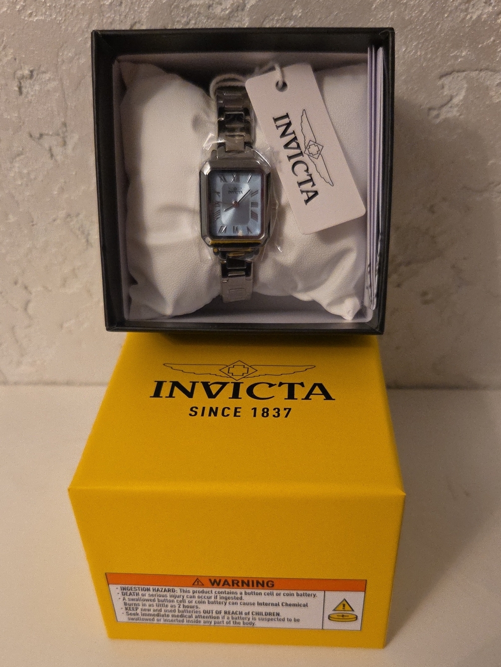 Invicta Silver and Gold Accent Square Dial Women's Bracelet Watch
